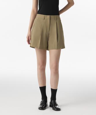 MUSINSA STANDARD WOMAN Женские шорты с одной складкой и эластичным поясом, имитирующие лен [Бежевый]