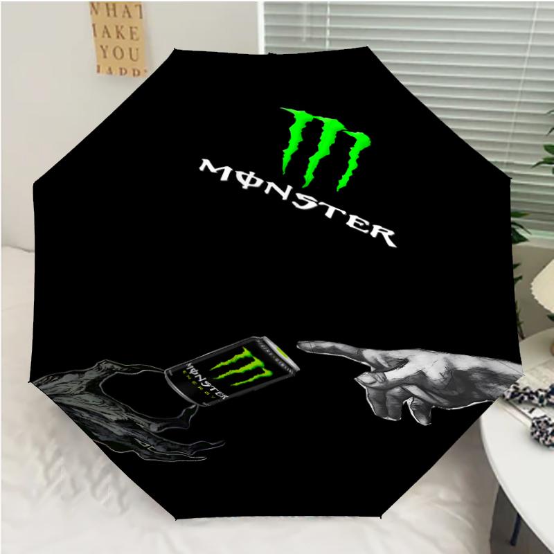Автоматический зонт с принтом логотипа Monster Energy, 8 спиц, железный каркас, пластиковая ручка, подходит для путешествий на открытом воздухе и на каждый день, идеальный подарок