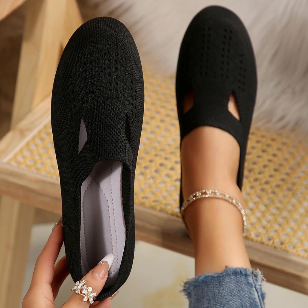 Summer Cloth Shoes, Women's Breathable Hollow Mesh Shoes, Casual Flat Shoes