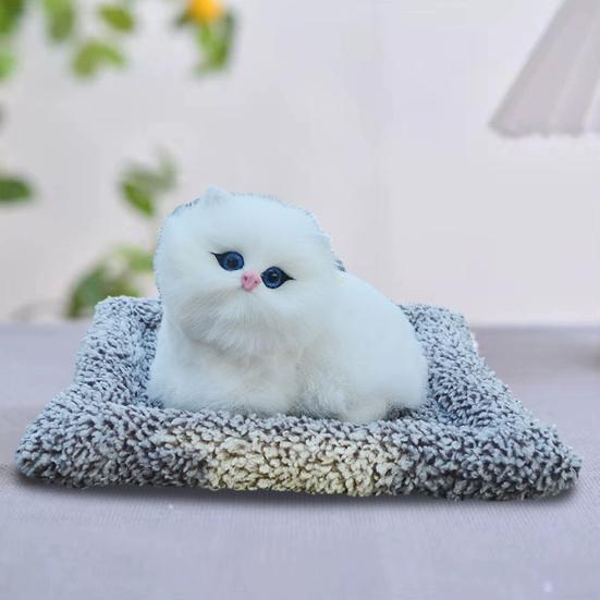 Имитация игрушки для кошек с бамбуковым угольным ковриком, удаление запаха, мяукающий плюшевый котенок, кукла-животное, украшение для домашнего офиса, рабочего стола, орнамент