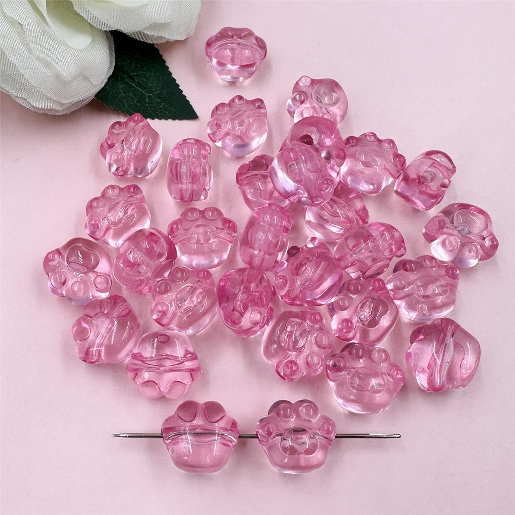 Home Party Supplies Jewelry Crystal Bear Paw Straight Gole Cartoon 30PCS/Bag Beaded Children's Bracelet DIY Transparent Pendant 18 * 17mm