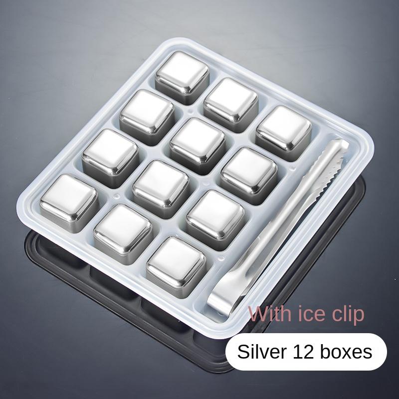 Набор из 8/12 кубиков льда из нержавеющей стали, многоразовые быстрозамораживающиеся кубики льда, кубики льда из камня для виски, волшебные кубики льда для водки, вина, пива