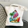 Женская сумка-шоппер Flamingo Art Level Of Flamingos in Gold Bag Harajuku Холщовая сумка-шоппер для девочек-тоут на плечо Женская сумка