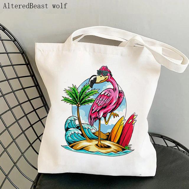 Женская сумка-шоппер Flamingo Art Level Of Flamingos in Gold Bag Harajuku Холщовая сумка-шоппер для девочек-тоут на плечо Женская сумка