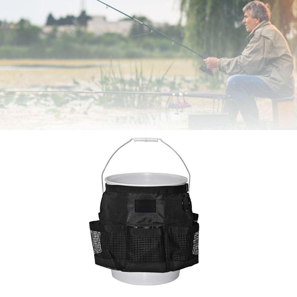 with Mesh Fishing Bucket Organizer Waterproof Bucket Tool Bag for 5 Gallon Bucket Hiking Camping
