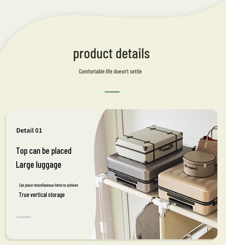 Sturdy Polyester Fabric Wardrobe with Reinforced Steel Pipes