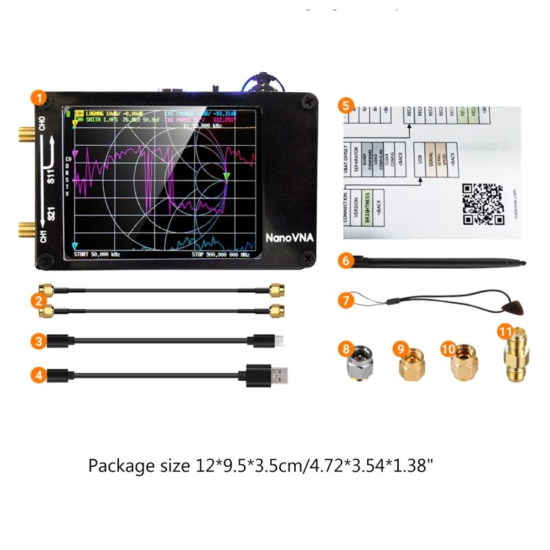 Анализатор антенн 10 кГц - 1,5 ГГц MF HF VHF UHF для слота SD-карты Shell, питание от USB 5 В 120 мА, 2,8" для сенсорного экрана Dis