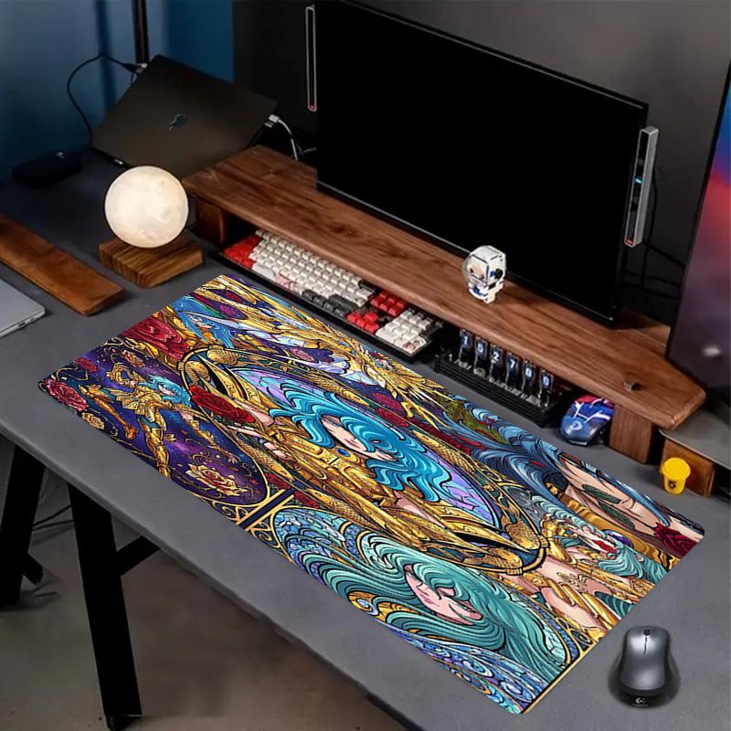 Saint Seiya Print Mouse Pad, Anti‑Slip Desktop keyboard Mat, for PC Laptop Gaming Working Daily Use, Cool Festival Surprise Gift