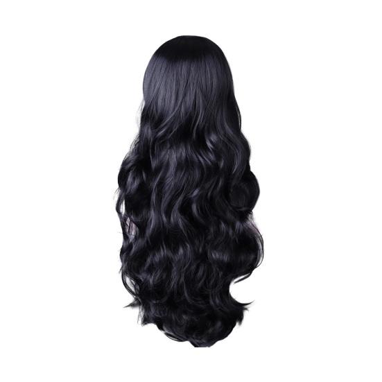 Женский длинный вьющийся парик, средняя часть, естественный вид, термостойкое высокотемпературное волокно, черные, красные, белые волнистые синтетические волосы