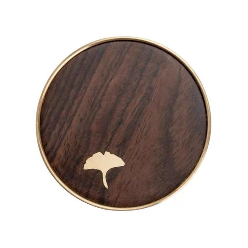 Набор подставок из розового дерева, круглый коврик из черного дерева, термостойкий коврик для чашки кофе, офиса, дома, кухни, с медным противоскользящим покрытием