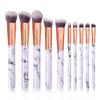 HMU Cheap Price 10 Pc Makeup Brushes Marbling Handle Strong Marble Makeup Brushes With Leather Marble Makeup Brush Holder