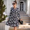 Women's Summer Printed Long Sleeve Large Swing Casual Dresses