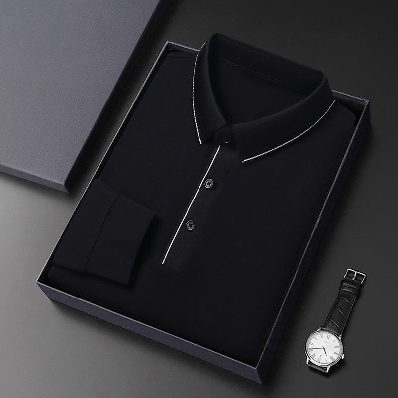 Father's Wear Мужская футболка поло с длинным рукавом средней длины с лацканами