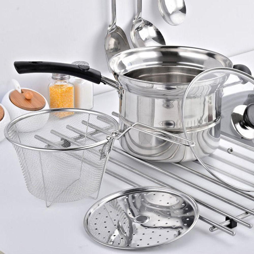 Home with Handle Kitchen Foldable Stainless Steel Filter Cooking Tools Food Colander Frying Basket