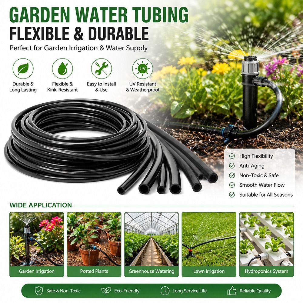 1Pcs ID2-6mm Flexible Rubber Hose Black Water Pipe Durable Garden Pipe for Garden Water Pipe