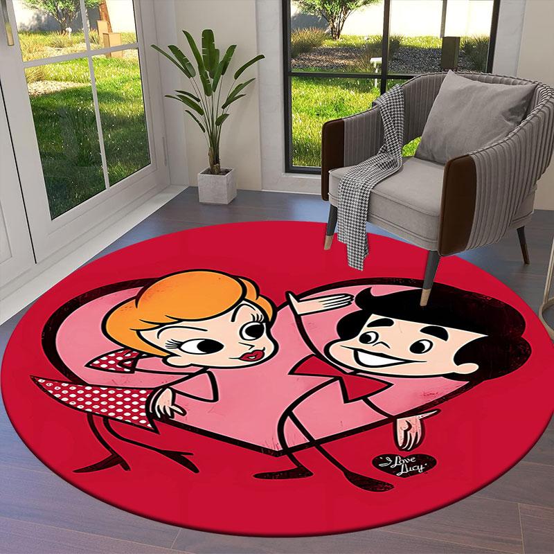 I Love Lucy Round Area Rug,Carpet Rug for Living Room Bedroom Sofa Playroom Decor,Non-slip Floor Mat