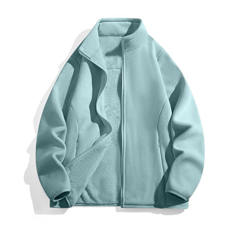 Men's and Women's Plus Velvet Thickened Warm Fleece Cardigan Jacket