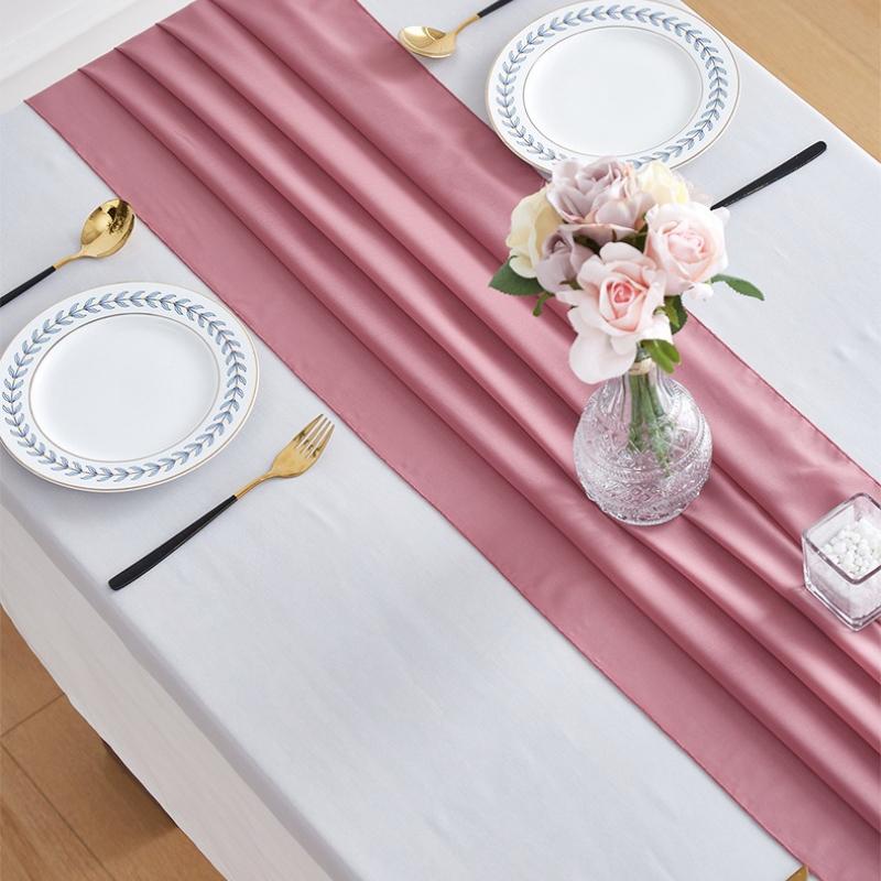 Chiffon Table Runner 70 x 300cm, Soft Sheer Table Flag for Wedding Party Banquet, Elegant Solid Color Table Decoration