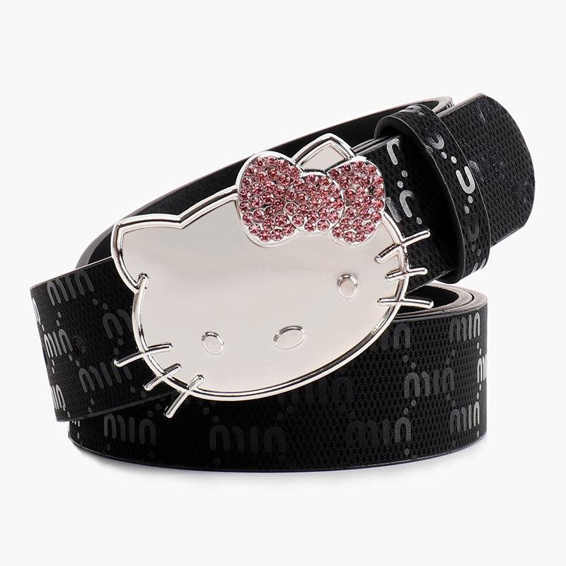 Металлический Женский Пояс Hello Kitty Декоративный С Принтом Букв и Стразами Для Повседневной и Нарядной Одежды