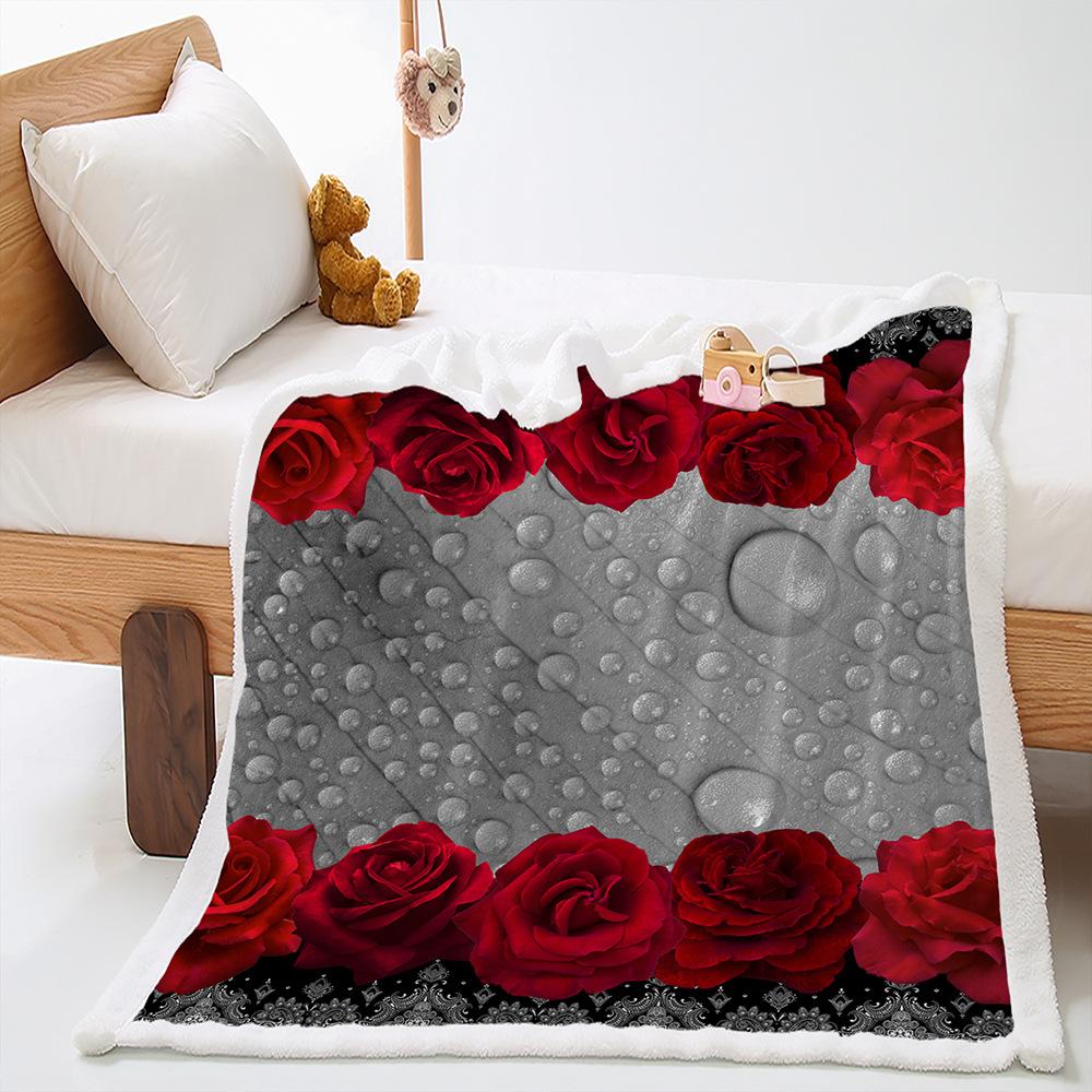 Blanket Rose Plant Blanket Lamb Fleece Crystal Fleece Blanket Blanket Universal