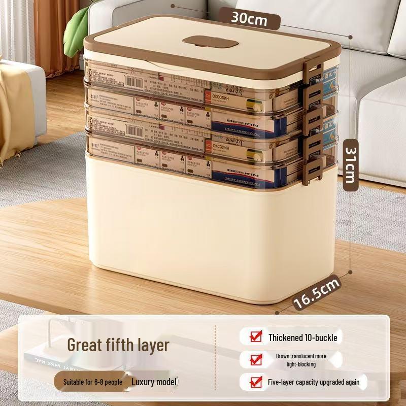 Портативный многослойный ящик для лекарств: Бытовой аварийный набор для хранения первой помощи