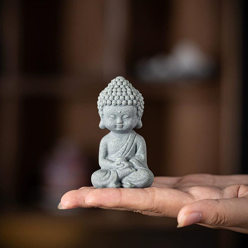 Статуя Будды в китайском стиле, милые фигурки маленьких монахов, ландшафтный дизайн с мхом для аквариума, дзен, восточная эстетика, украшение для сада