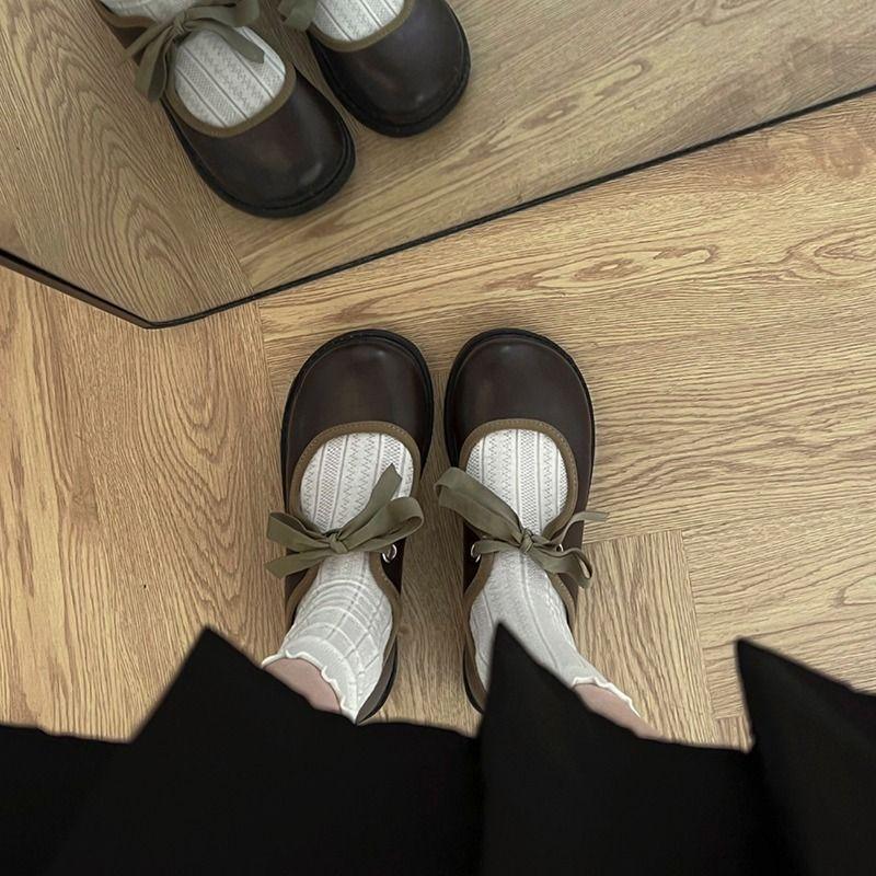 Женские туфли-лодочки в японском стиле Лолита, милые готические туфли Мэри Джейн, элегантные туфли на низком каблуке с круглым носком для женщин, платье Kawaii с бантом