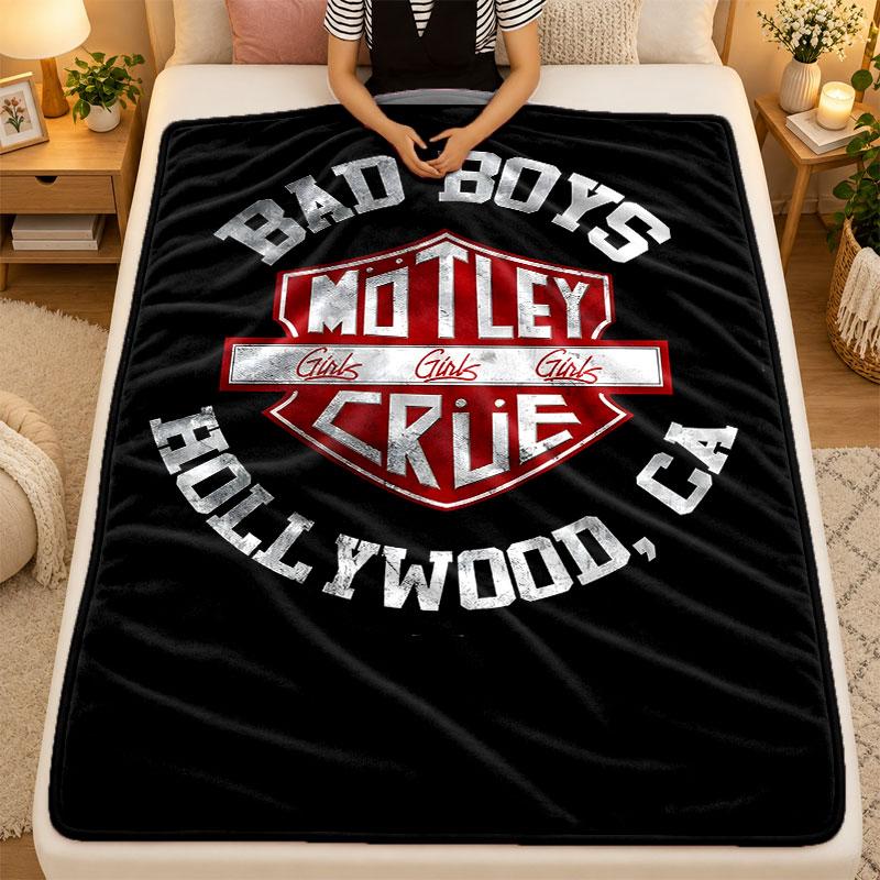 Flannel BlanketMotley Crue Warm Soft Throw Blanket for Indoor Sofa Bed Living Room Use