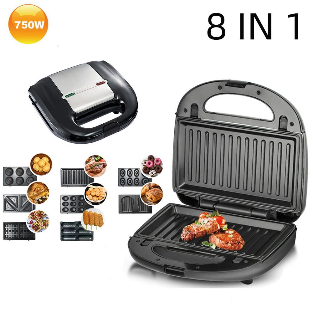 750 Вт 8-в-1 электрическая сэндвич-машина бытовая многофункциональная вафельница кухонная обработка машина для приготовления завтрака
