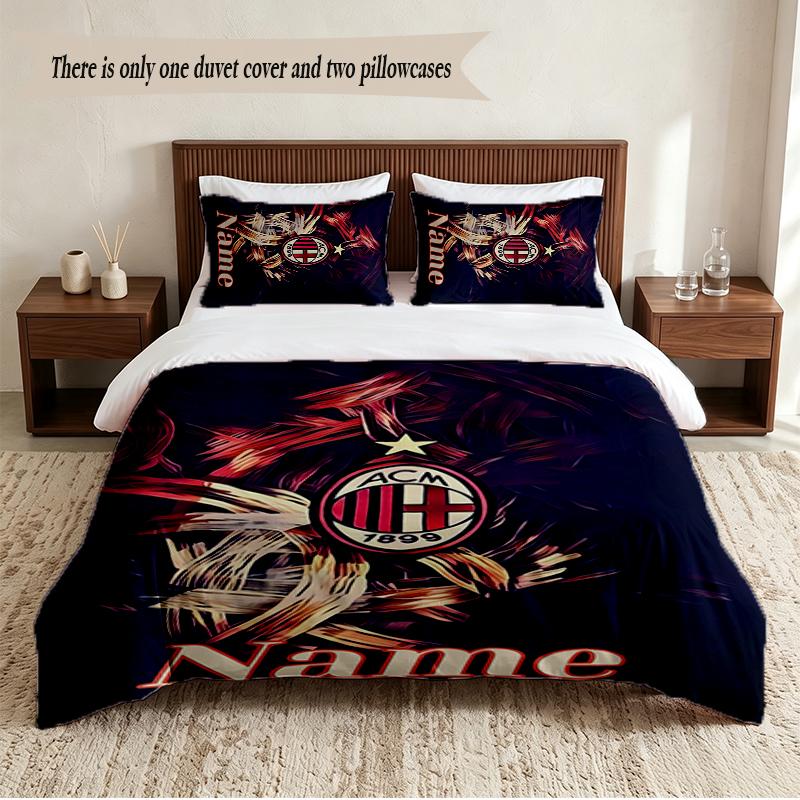 AC Milan Personalized Custom Name 3‑Piece Bedding Set Soft Duvet Cover Set For Bedroom Home Decor