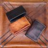 New Head Layer Cow Pickup Bag for Female Students, Simple Card Bag, Retro Vegetable Tanning Leather Used, Brushed, Handmade Business Card Bag