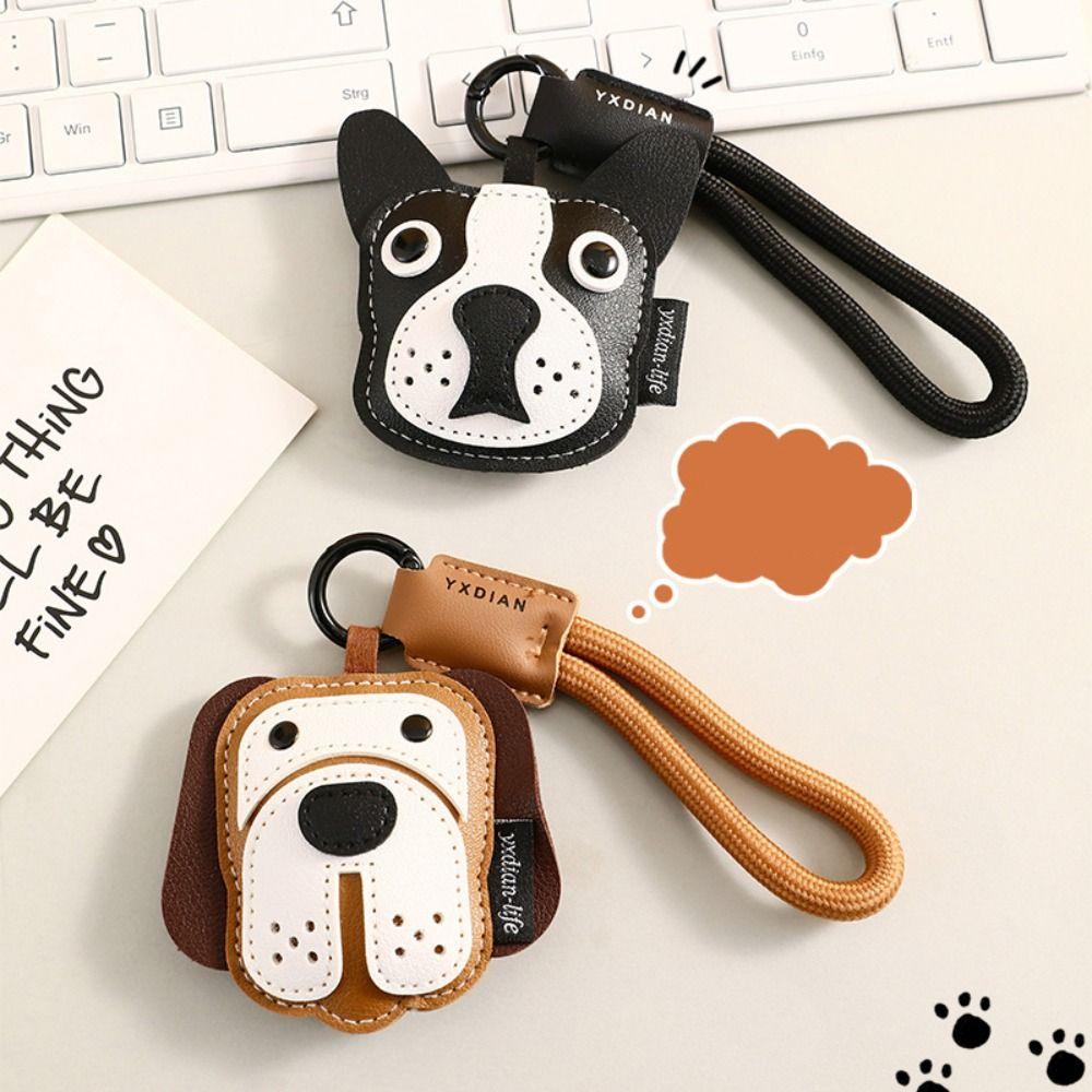 Cartoon Puppy Car keychain Leather Small Pendant New Bag Charm Birthday Gift