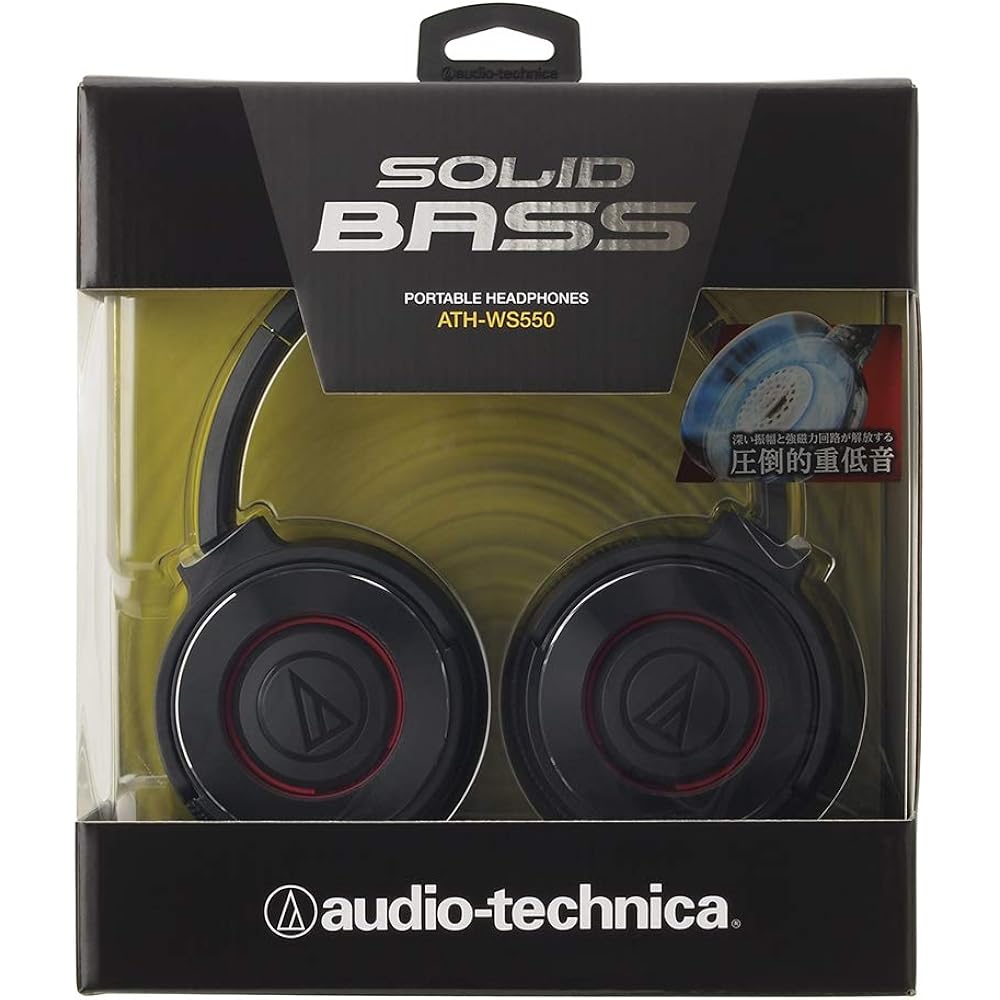 Портативные наушники Audio-Technica SOLID BASS с глубоким басом, Черный/Красный ATH-WS550 BRD
