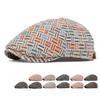 Винтажный берет Женская британская кепка-форвард Кепка газетчика Цветная жаккардовая клетчатая кепка