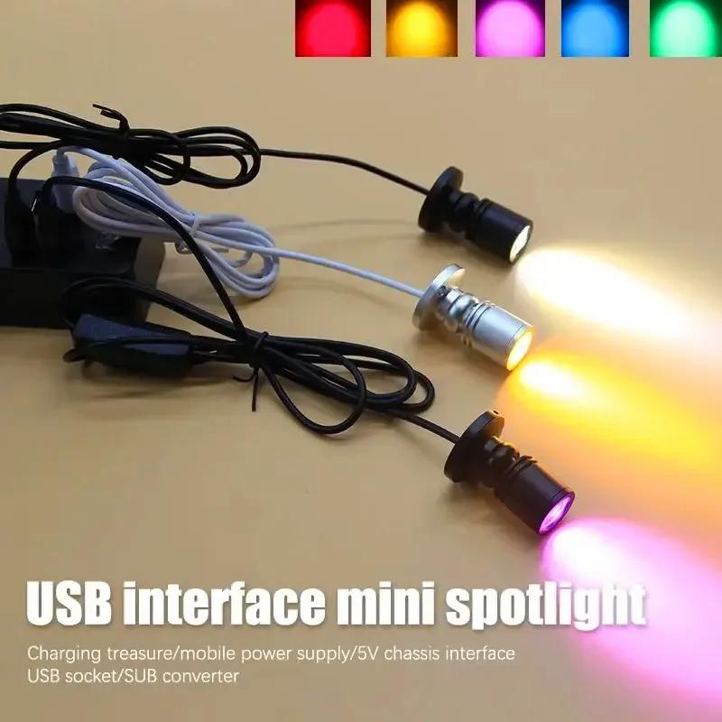Светодиодный мини-спот 3 Вт USB, 5 В, для витрины ювелирного шкафа, настольная лампа, потолочный светильник, выключатель, USB-интерфейс, натуральный белый, красный, синий