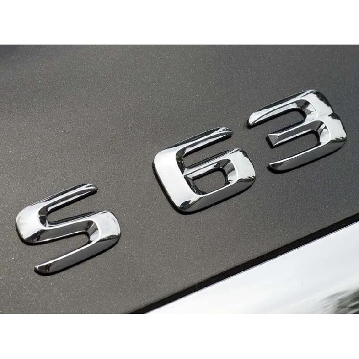 3D ABS Chrome S 63 Logo S63 Emblem Letters Sticker Car Trunk Badge Decal For S63 C217 Accessories