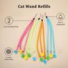 2pcs Random Colors,Cat Wand Refill with Bell & Pom Pom, Colorful Mesh Tube Interactive Cat Teaser Replacement, Durable Cat Toy