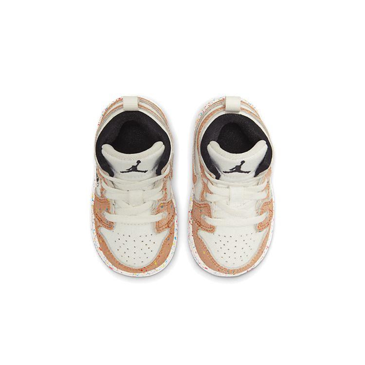 Детские кроссовки Air Jordan 1 Mid SE TD Brushstroke Paint Splatter White Sail Cider DA8012-100