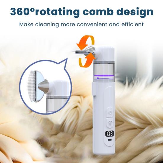 Электрическая расческа от вшей Беспроводная Перезаряжаемая 2-в-1 Вакуумная расческа Портативная расческа от гнид Средство для удаления блох Расческа с мелкими зубьями для домашних животных Взрослых Детей Все типы волос