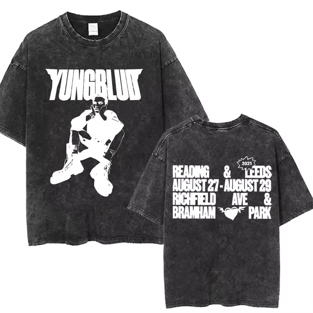 Стирка Винтажная Футболка Yungblud Idols World Tour Мужская Женская Повседневная Свободная Хлопковая Футболка Мужская Хип-Хоп Мода Ретро Футболки