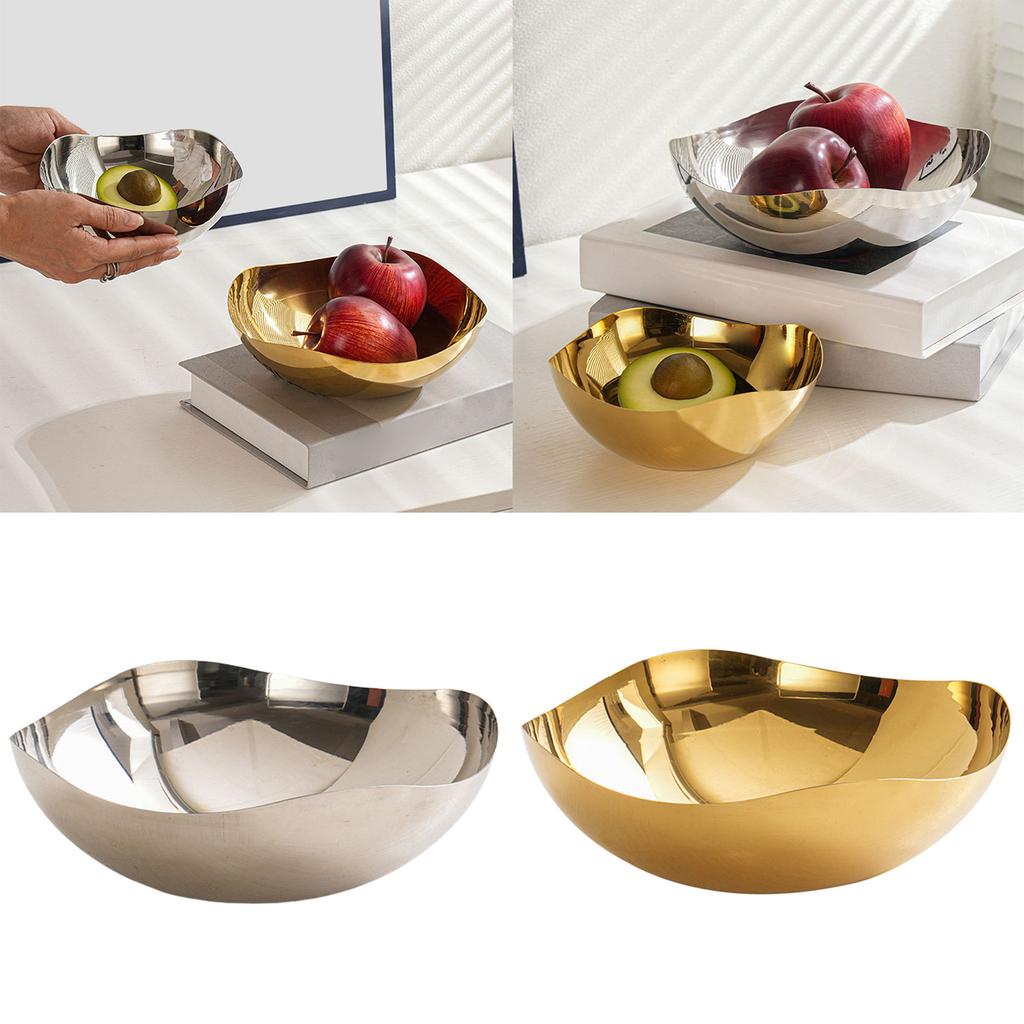 Stainless Steel Fruit Bowl Metal Salad Bowl Dining Table Centerpiece Decorative Bowl Modern Fruit Basket Enduring