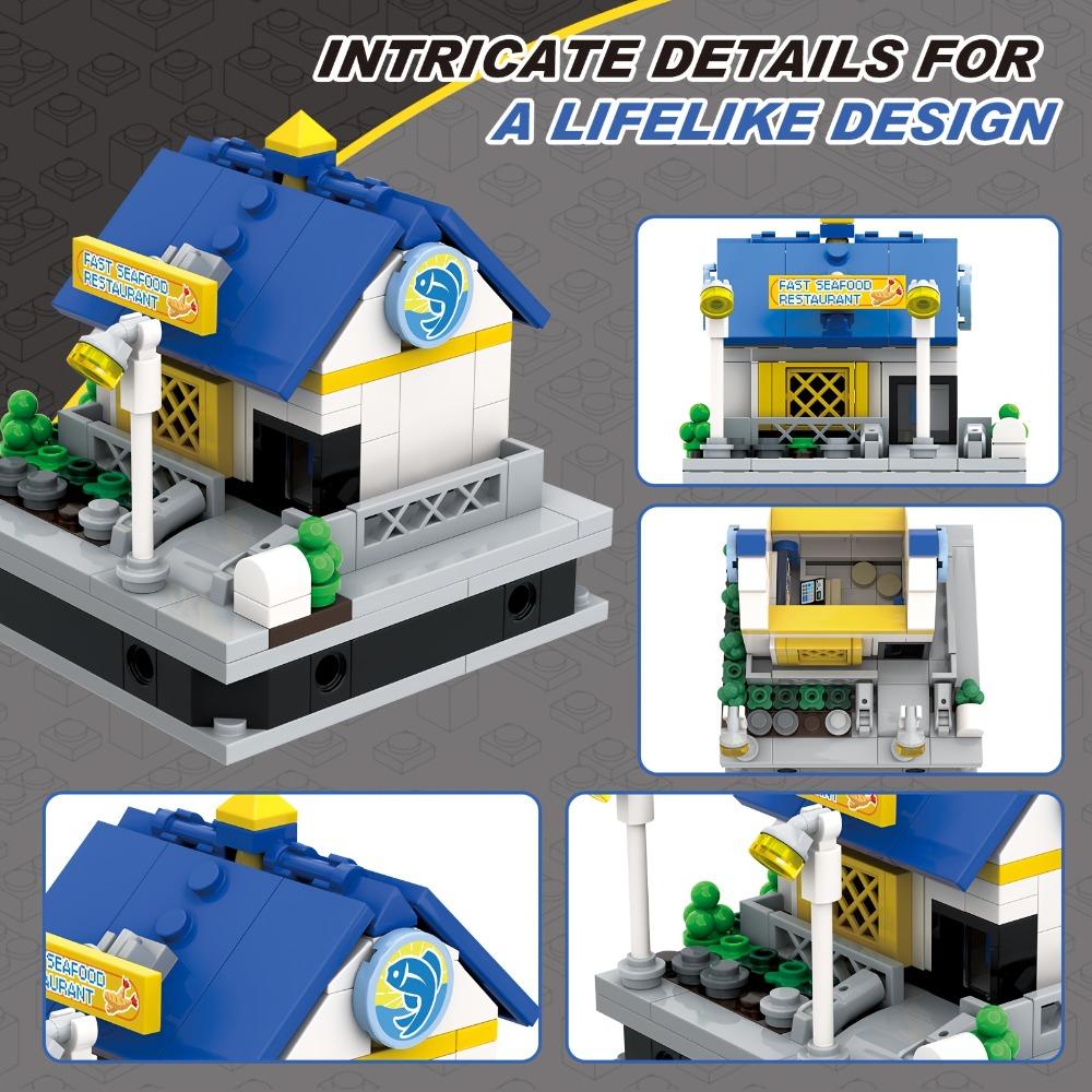 Мини Город Магазин Улица Вид Конструктор Модель Симуляция Архитектура Коллекция Частицы Конструкция Строительные Кирпичики Игрушка