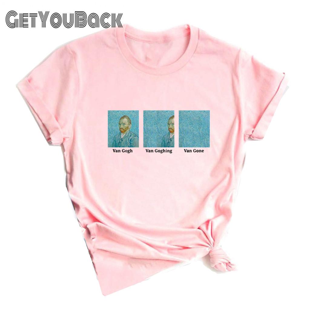 Ван Гог Van Goghing Van Gone забавная черная женская футболка с круглым вырезом для девочек Harajuku 90-х годов футболка женская одежда, Прямая поставка