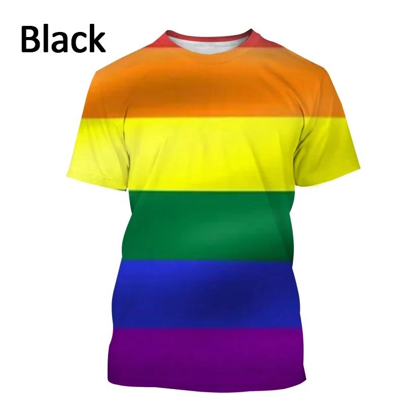 Новая летняя мужская/женская футболка с радужным 3d принтом и круглым вырезом, повседневная футболка большого размера с короткими рукавами, модные топы, трендовая одежда унисекс