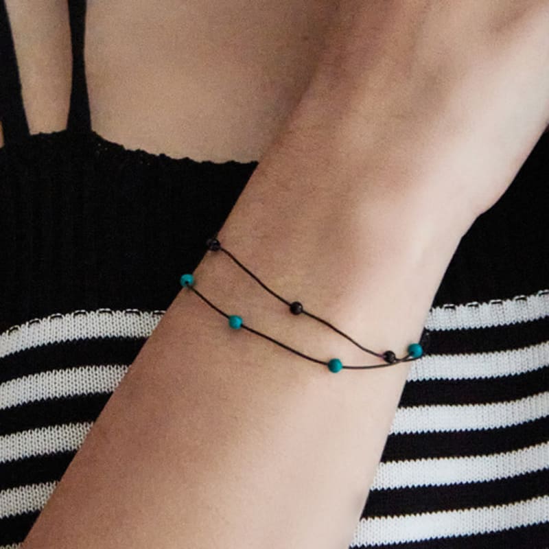 Charmy [2SET] gemstone band-bracelet (4colors)