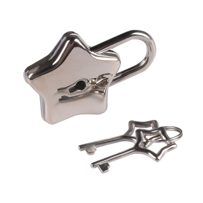 Small Metal Star Shaped Padlock Mini Lock with for Key for Jewelry Box Storage Box Diary Book