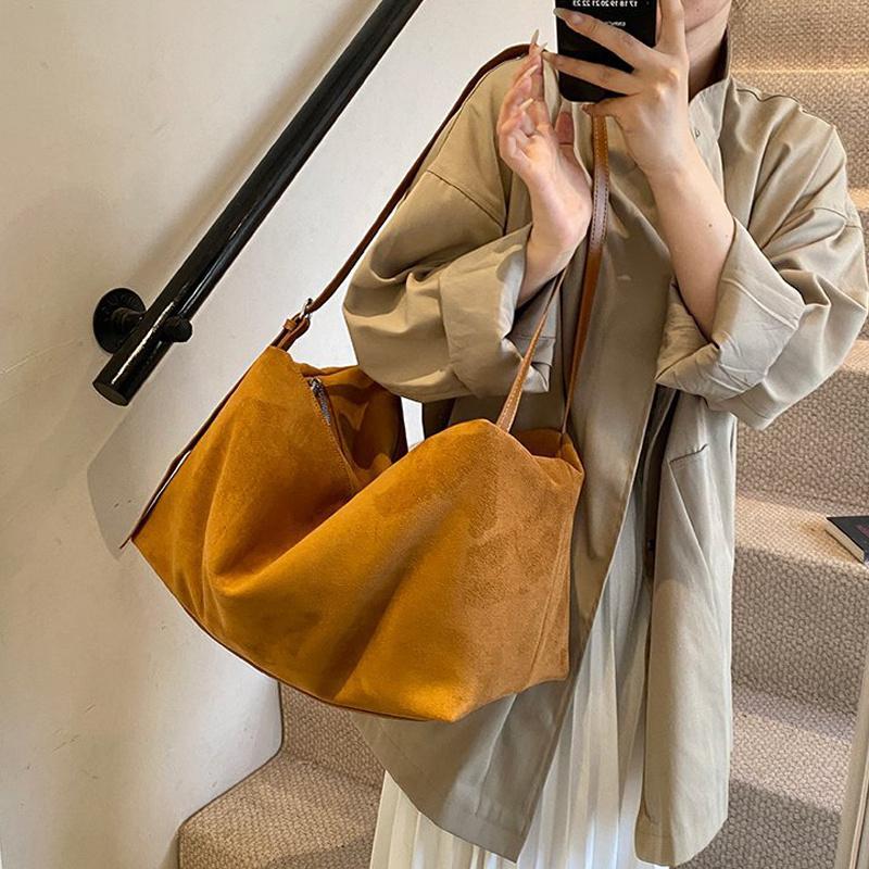 Осень Зима Большая Бостонская Роскошная Дизайнерская Сумка Тоут из Мягкой Матовой Замши Женская Сумка Ручная Сумка Женская Сумка через Плечо Кроссбоди CLE