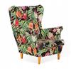 ARI PRINT Scandinavian Family Furniture Wing Chair with Exotic Flowers Pattern