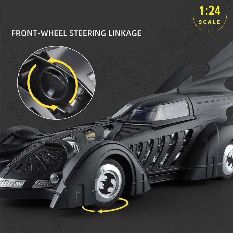 1/24 Classic Movie Car 1995 Batmobile Alloy Concept Bat Sports Car Model Metal Racing Vehicle Car Model Sound Light Kid Toy Gift