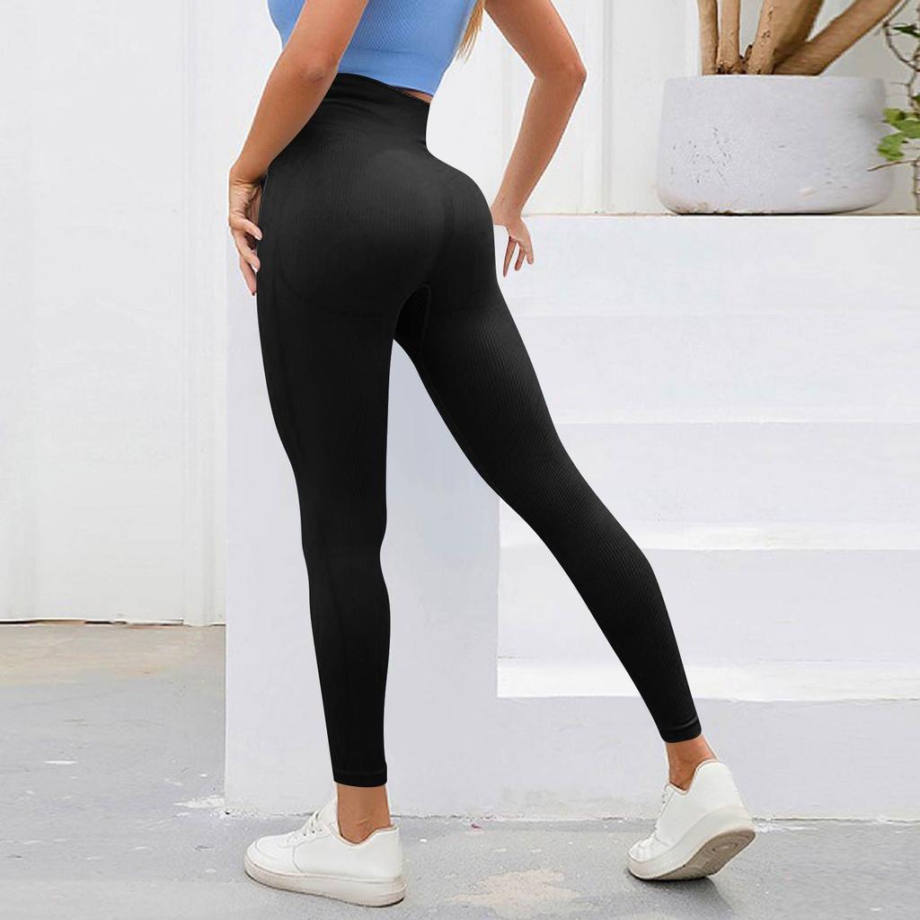 Женские модные однотонные штаны для йоги с высокой талией, узкие спортивные штаны для фитнеса